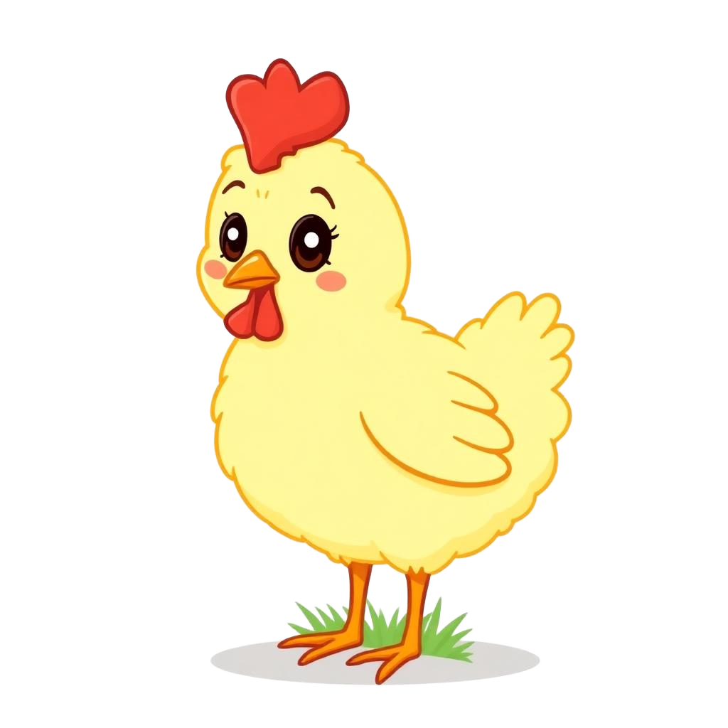 Friendly cartoon chicken mascot